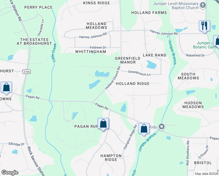 map of restaurants, bars, coffee shops, grocery stores, and more near 301 South Meadow Road in Raleigh