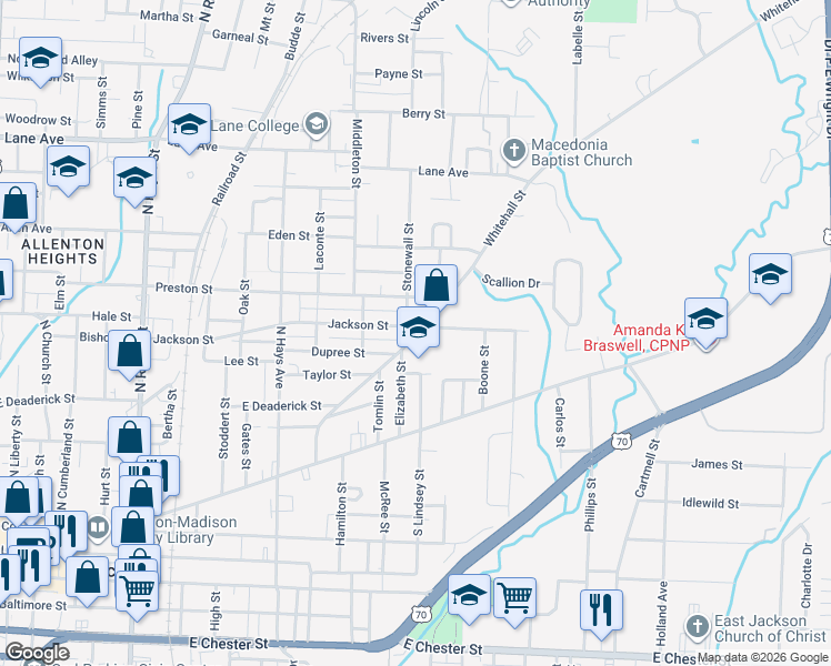 map of restaurants, bars, coffee shops, grocery stores, and more near 332 Jackson Street in Jackson