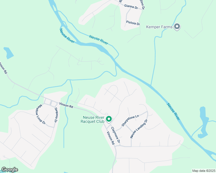 map of restaurants, bars, coffee shops, grocery stores, and more near 154 Neuse Bluff Circle in Clayton