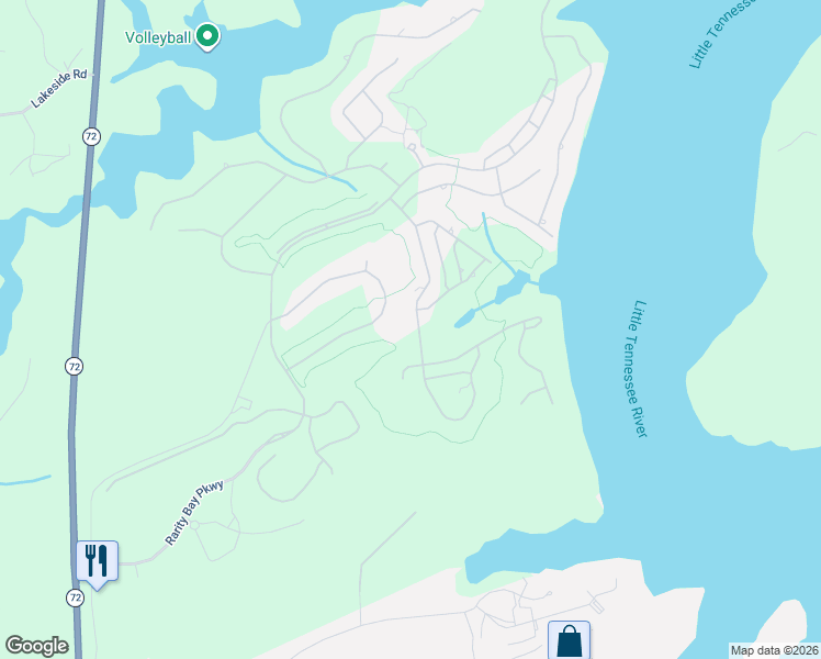 map of restaurants, bars, coffee shops, grocery stores, and more near 144 White Hawk Drive in Vonore