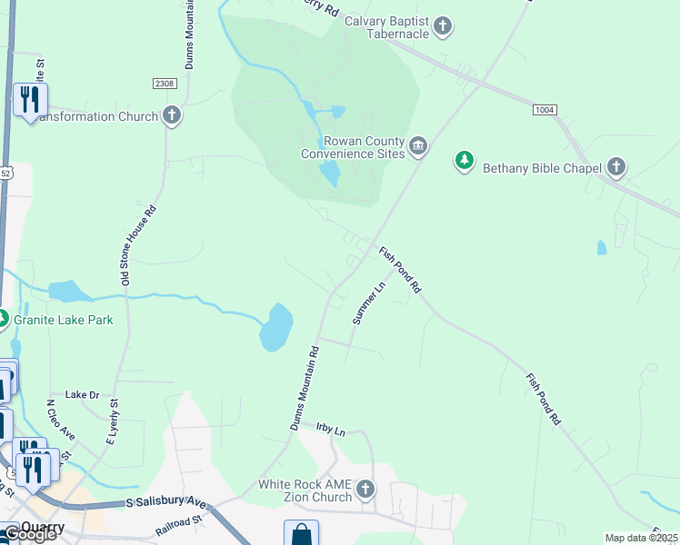 map of restaurants, bars, coffee shops, grocery stores, and more near 1315 Dunns Mountain Road in Salisbury