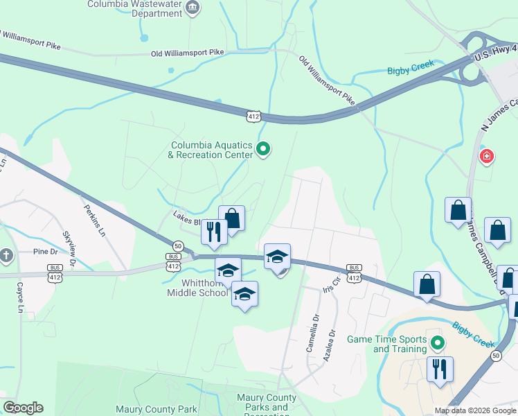 map of restaurants, bars, coffee shops, grocery stores, and more near 1323 Danbury Drive in Columbia