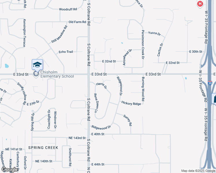 map of restaurants, bars, coffee shops, grocery stores, and more near 3404 Harris Drive in Edmond