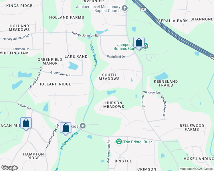 map of restaurants, bars, coffee shops, grocery stores, and more near 9304 Meadow Rue Place in Raleigh