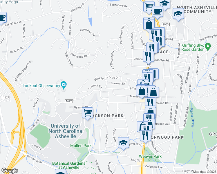 map of restaurants, bars, coffee shops, grocery stores, and more near 133 Fenner Avenue in Asheville