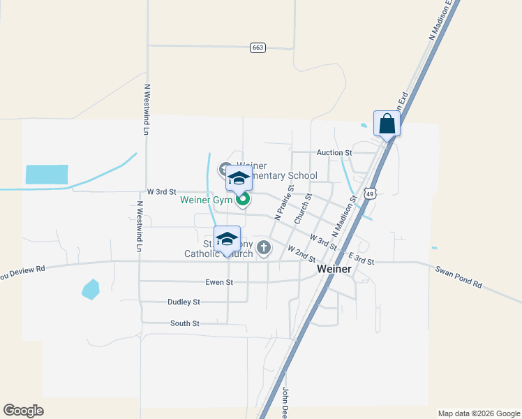map of restaurants, bars, coffee shops, grocery stores, and more near 410 West 3rd Street in Weiner