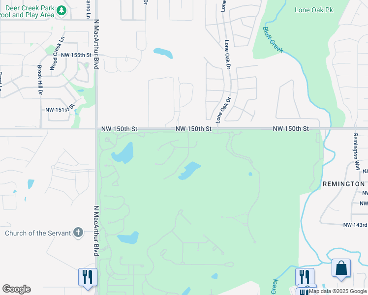 map of restaurants, bars, coffee shops, grocery stores, and more near Verbena Lane in Oklahoma City