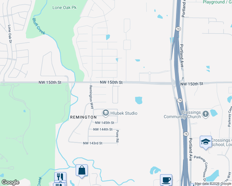 map of restaurants, bars, coffee shops, grocery stores, and more near 15001 Jefferson Lane in Oklahoma City