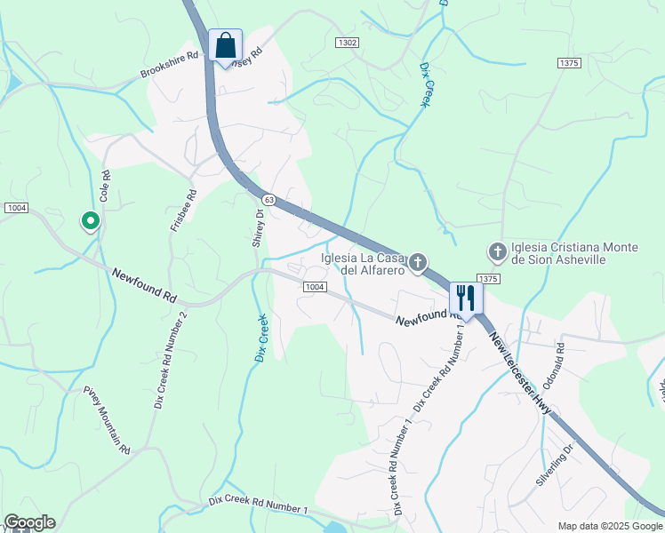 map of restaurants, bars, coffee shops, grocery stores, and more near 20 Fortunate Drive in Asheville