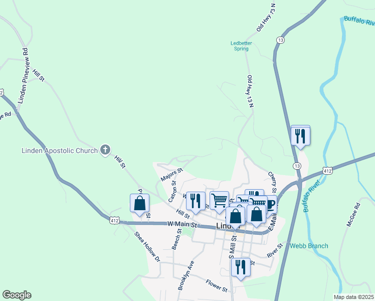 map of restaurants, bars, coffee shops, grocery stores, and more near 211 Catron Street in Linden