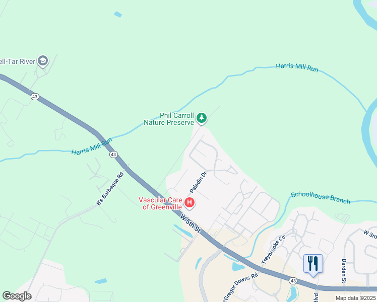 map of restaurants, bars, coffee shops, grocery stores, and more near 2613 A Richard Drive in Greenville