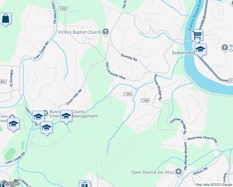 map of restaurants, bars, coffee shops, grocery stores, and more near 34 Mezzo Cove in Asheville