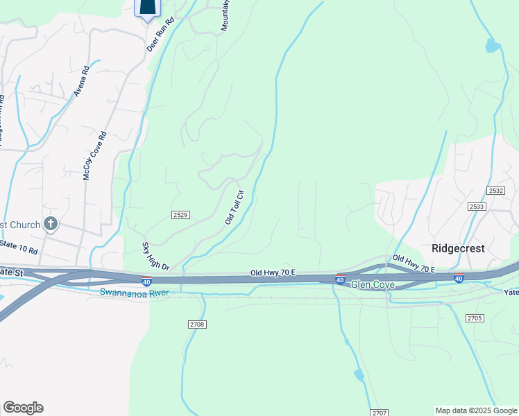 map of restaurants, bars, coffee shops, grocery stores, and more near 15 Sourwood Ridge Road in Black Mountain