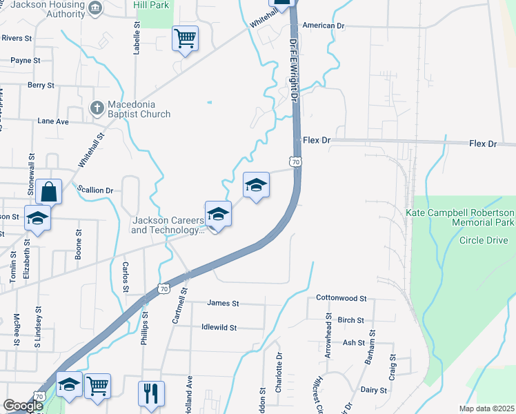 map of restaurants, bars, coffee shops, grocery stores, and more near 746 Lexington Avenue in Jackson