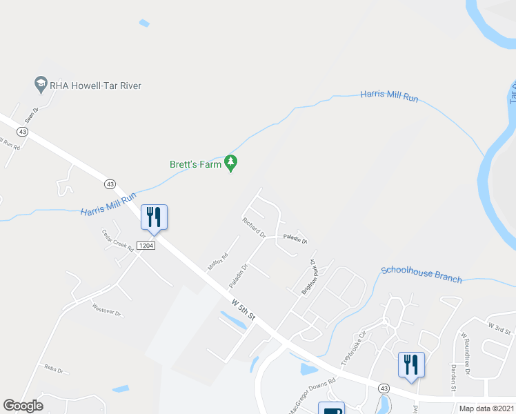 map of restaurants, bars, coffee shops, grocery stores, and more near 2608 Boone Court in Greenville