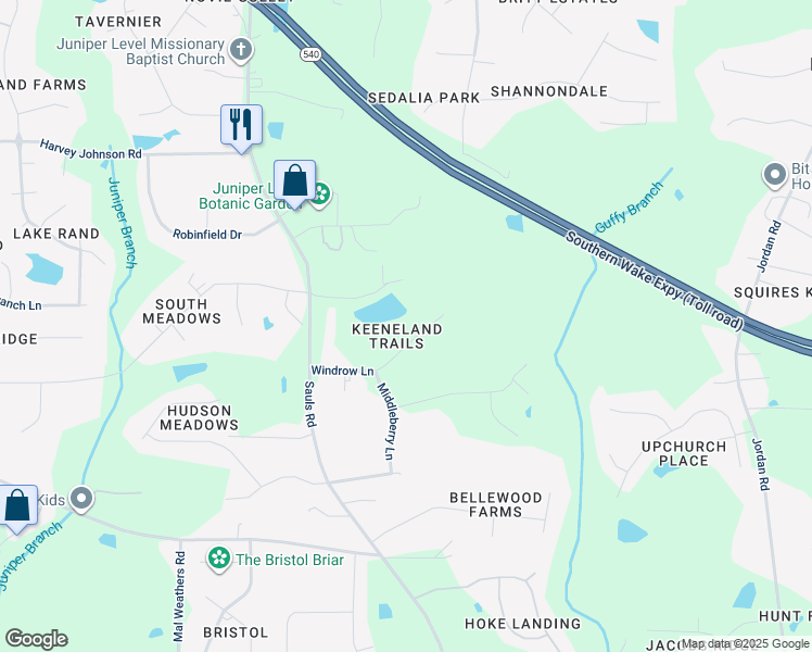map of restaurants, bars, coffee shops, grocery stores, and more near 917 Windrow Lane in Raleigh