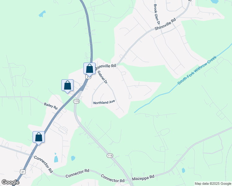 map of restaurants, bars, coffee shops, grocery stores, and more near 167 Gabriel Drive in Mooresville