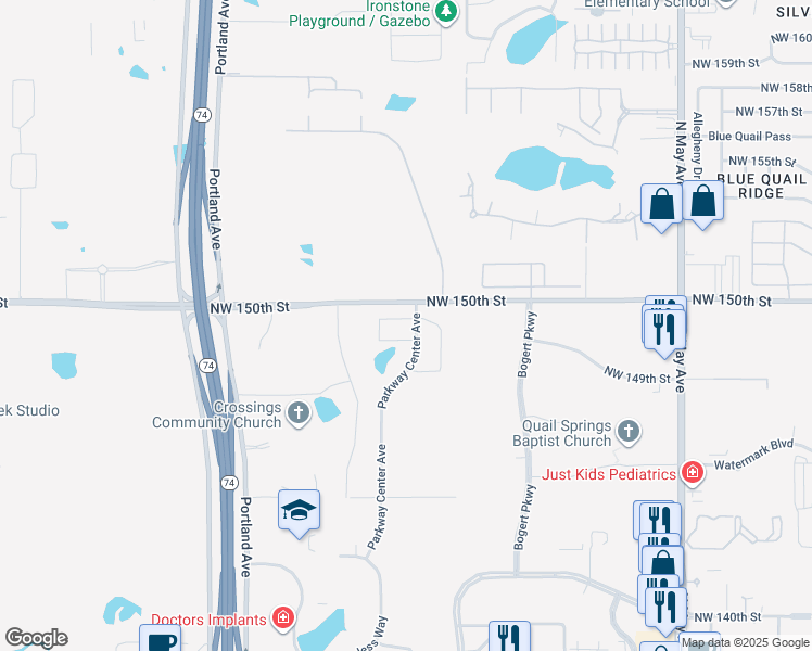 map of restaurants, bars, coffee shops, grocery stores, and more near in Oklahoma City