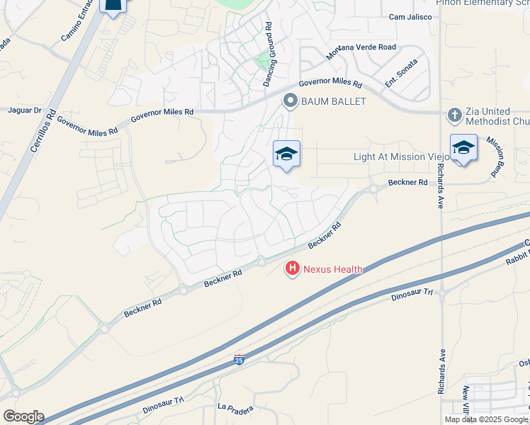 map of restaurants, bars, coffee shops, grocery stores, and more near 4722 Hojas Verdes in Santa Fe