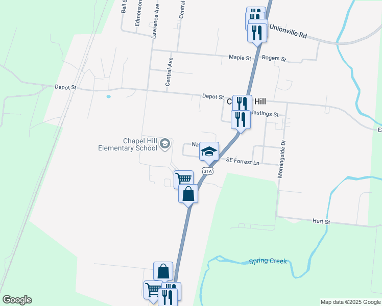 map of restaurants, bars, coffee shops, grocery stores, and more near 211 Nathan Street in Chapel Hill