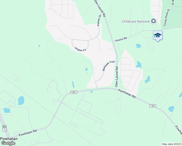 map of restaurants, bars, coffee shops, grocery stores, and more near 205 Mohican Trail in Clayton