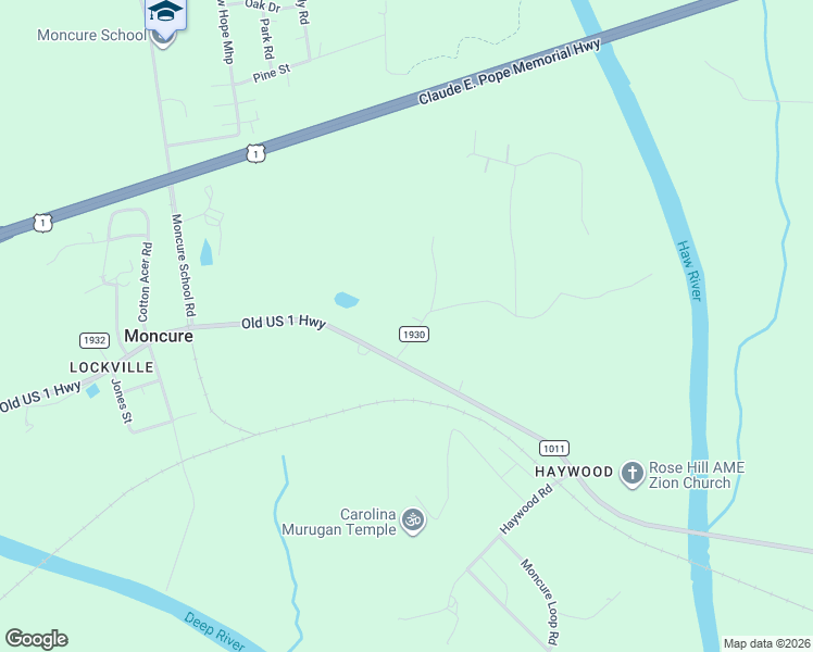 map of restaurants, bars, coffee shops, grocery stores, and more near 109 Wimberly Road in Moncure