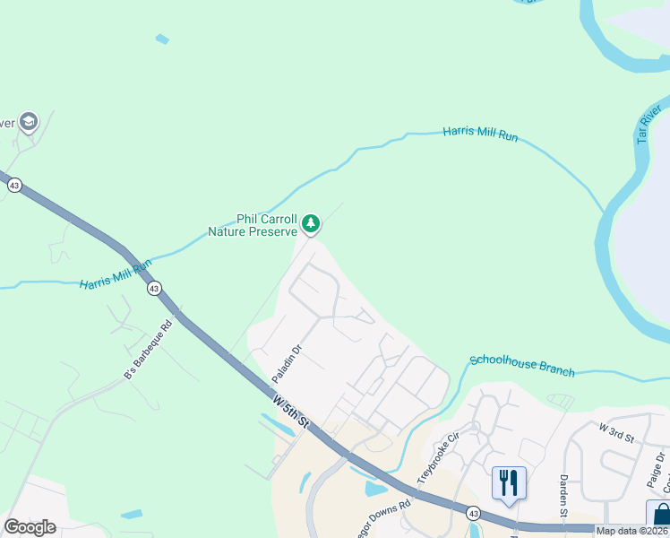 map of restaurants, bars, coffee shops, grocery stores, and more near 2708 Bluff View Drive in Greenville