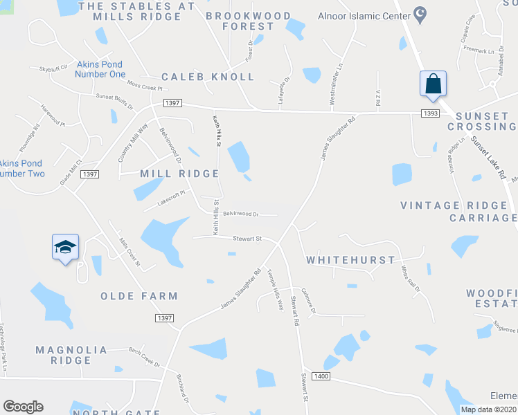 map of restaurants, bars, coffee shops, grocery stores, and more near 2220 Belvinwood Drive in Fuquay Varina