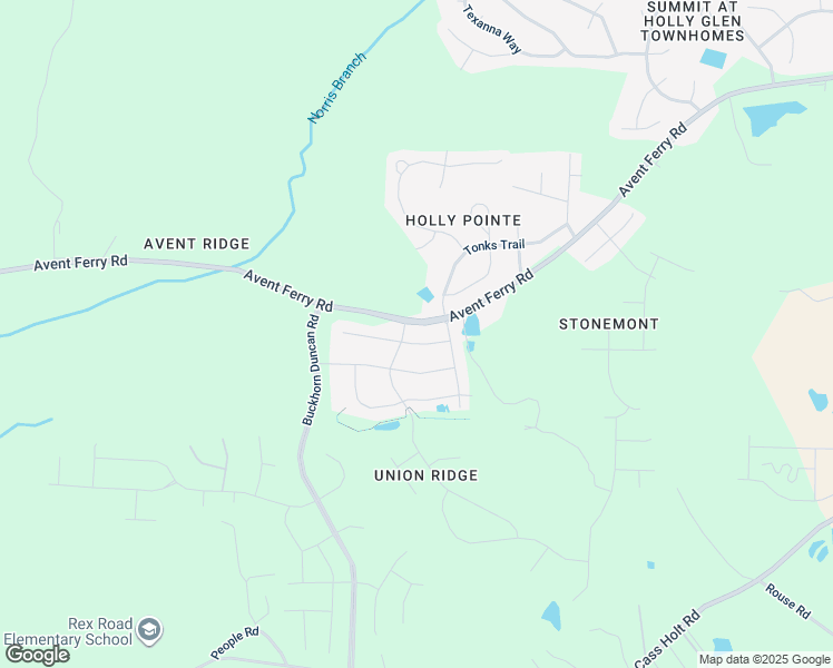 map of restaurants, bars, coffee shops, grocery stores, and more near 2329 Avent Ferry Road in Holly Springs