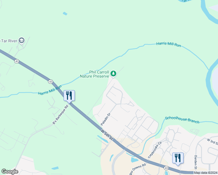 map of restaurants, bars, coffee shops, grocery stores, and more near 2703b Richard Drive in Greenville