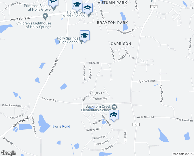 map of restaurants, bars, coffee shops, grocery stores, and more near 1000 Piney Grove-Wilbon Road in Holly Springs