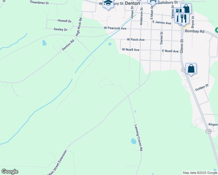 map of restaurants, bars, coffee shops, grocery stores, and more near 106 Mount Vista Health Park Road in Denton