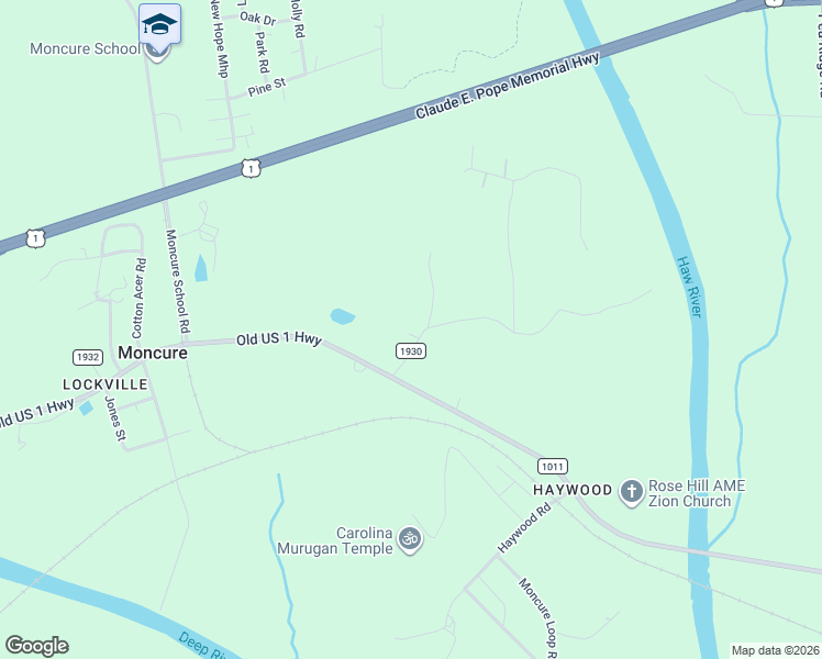 map of restaurants, bars, coffee shops, grocery stores, and more near 109 Wimberly Road in Moncure