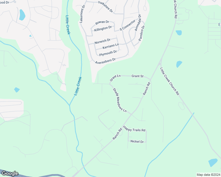 map of restaurants, bars, coffee shops, grocery stores, and more near 131 Shady Meadows Lane in Clayton