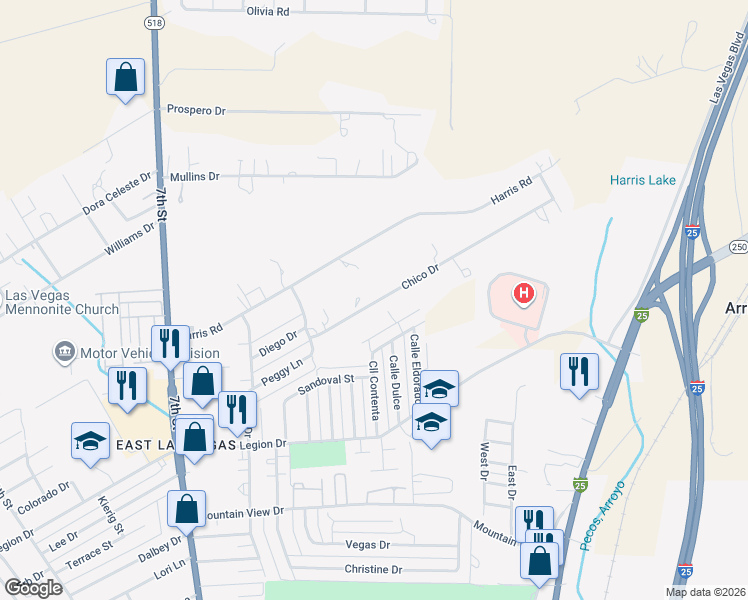 map of restaurants, bars, coffee shops, grocery stores, and more near 318 Chico Drive in Las Vegas