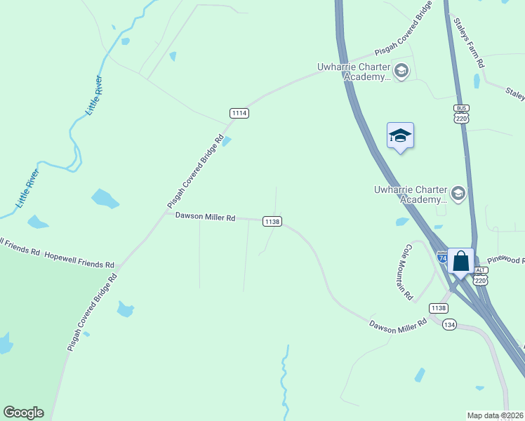 map of restaurants, bars, coffee shops, grocery stores, and more near 708 Dawson Miller Road in Asheboro