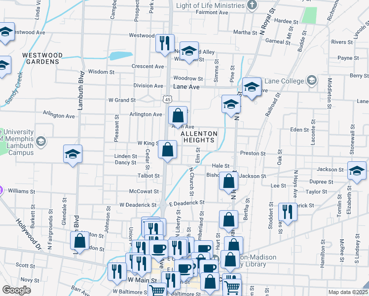 map of restaurants, bars, coffee shops, grocery stores, and more near 125 Conger Street in Jackson