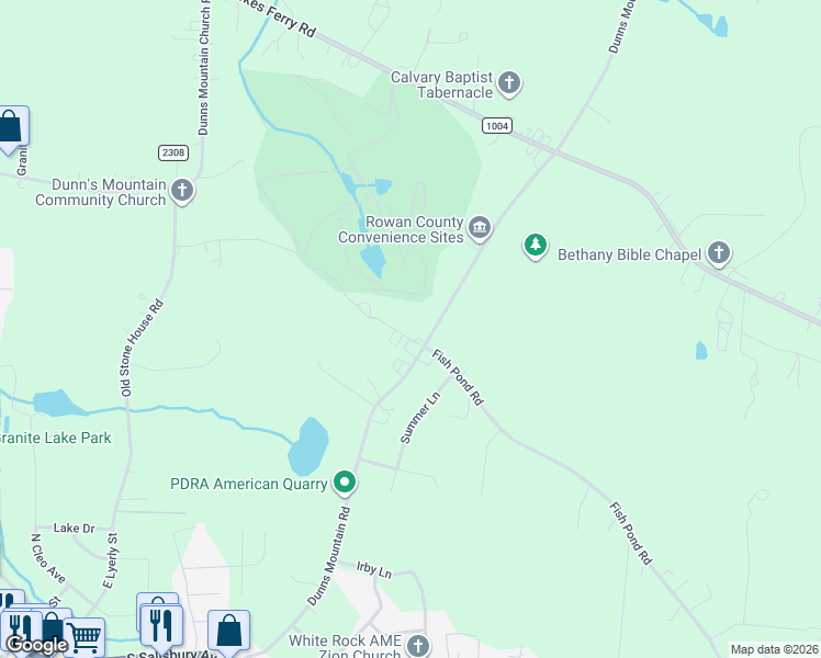 map of restaurants, bars, coffee shops, grocery stores, and more near 1415 Dunns Mountain Rd in Salisbury