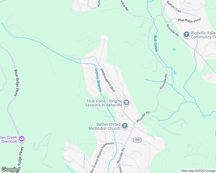 map of restaurants, bars, coffee shops, grocery stores, and more near 16 Frontier Court in Asheville