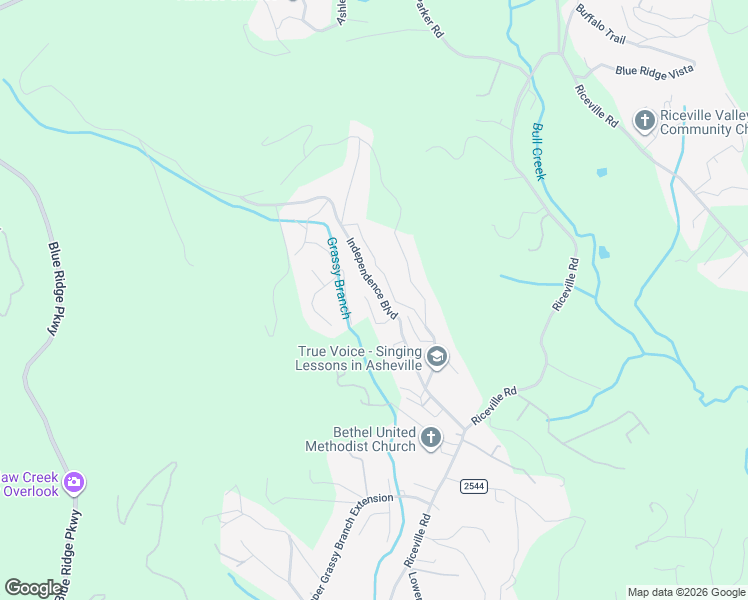 map of restaurants, bars, coffee shops, grocery stores, and more near 16 Frontier Court in Asheville