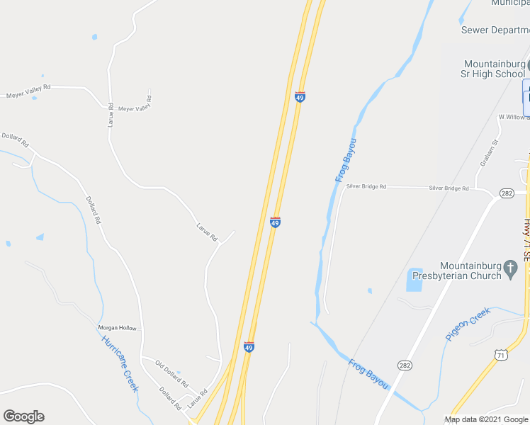map of restaurants, bars, coffee shops, grocery stores, and more near Interstate 540 in Mountainburg