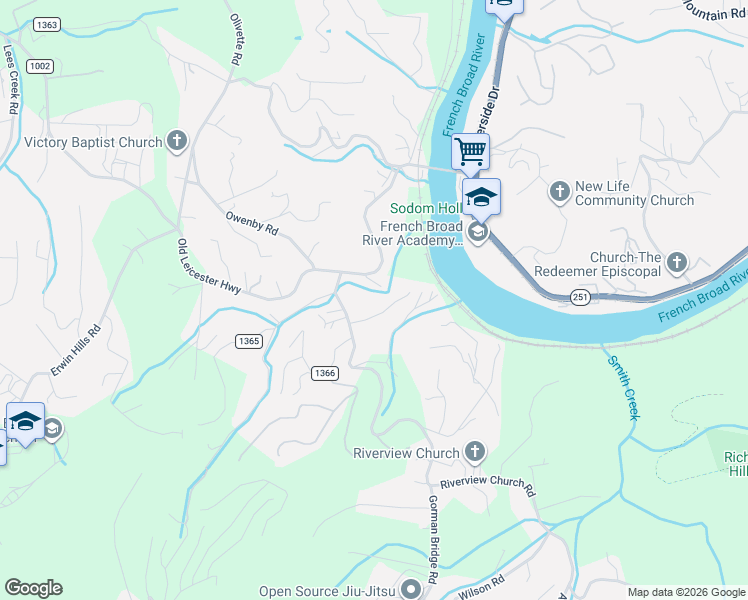 map of restaurants, bars, coffee shops, grocery stores, and more near 42 Massey Road in Asheville