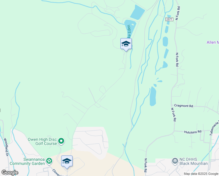 map of restaurants, bars, coffee shops, grocery stores, and more near Lake Eden Road in Black Mountain