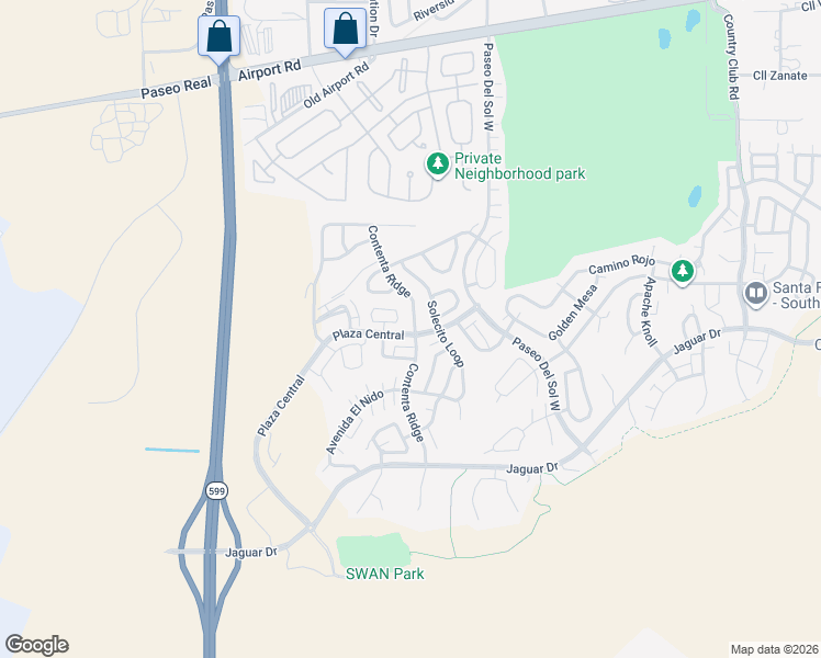 map of restaurants, bars, coffee shops, grocery stores, and more near 4605 Contenta Ridge in Santa Fe