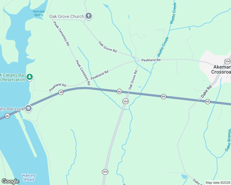 map of restaurants, bars, coffee shops, grocery stores, and more near in Akeman Crossroad