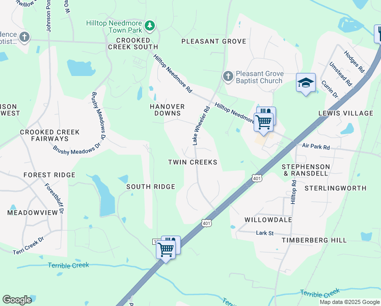 map of restaurants, bars, coffee shops, grocery stores, and more near 2500 Jutland Court in Fuquay Varina