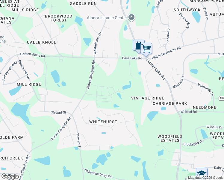 map of restaurants, bars, coffee shops, grocery stores, and more near 3232 James Slaughter Road in Fuquay Varina