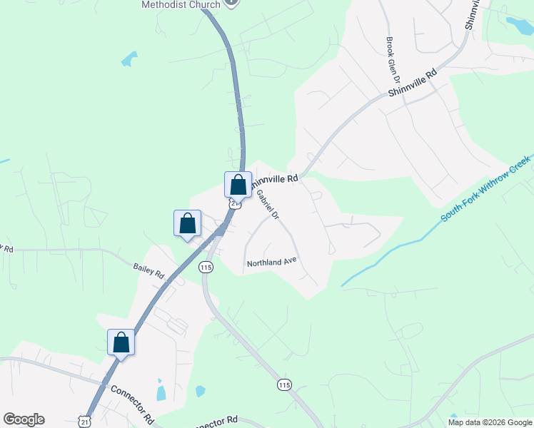 map of restaurants, bars, coffee shops, grocery stores, and more near 112 Gabriel Drive in Mooresville