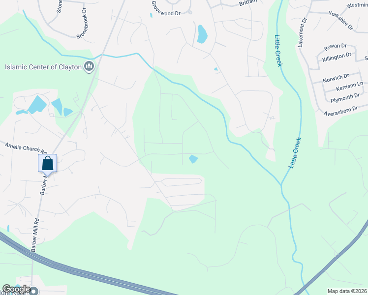 map of restaurants, bars, coffee shops, grocery stores, and more near 147 Locket Drive in Clayton