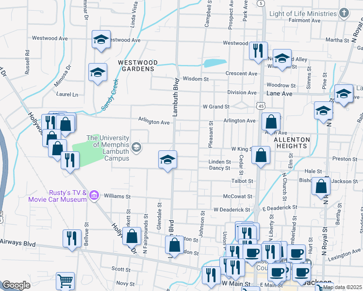 map of restaurants, bars, coffee shops, grocery stores, and more near 420 Princeton Street in Jackson